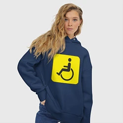 Толстовка оверсайз женская Знак Инвалид, цвет: тёмно-синий — фото 2
