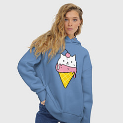 Толстовка оверсайз женская Ice Cream Cat, цвет: мягкое небо — фото 2
