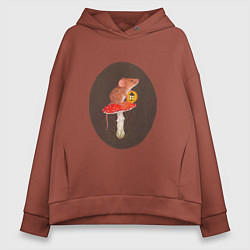 Толстовка оверсайз женская Ночное путешествие, цвет: кирпичный