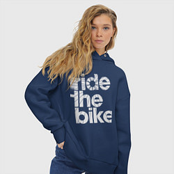 Толстовка оверсайз женская Ride the bike, цвет: тёмно-синий — фото 2