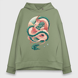 Толстовка оверсайз женская Дракон, цвет: авокадо