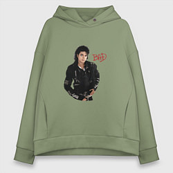Толстовка оверсайз женская BAD Майкл Джексон, цвет: авокадо
