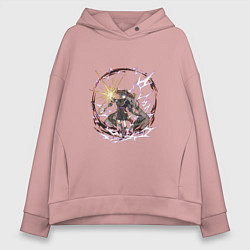 Толстовка оверсайз женская Скарамучча в деле, цвет: пыльно-розовый