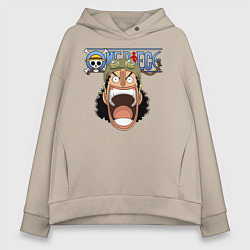 Толстовка оверсайз женская Усопп One Piece Большой куш, цвет: миндальный