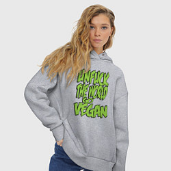 Толстовка оверсайз женская World Go Vegan, цвет: меланж — фото 2