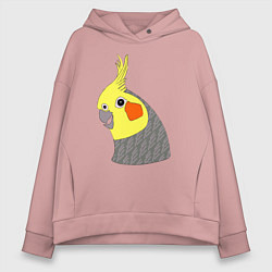 Толстовка оверсайз женская Попугай корелла портрет, цвет: пыльно-розовый