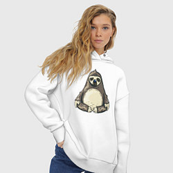 Толстовка оверсайз женская Ленивец в медитации, цвет: белый — фото 2