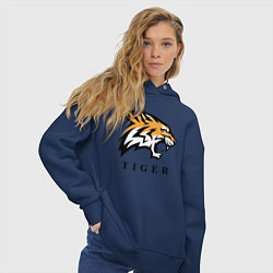Толстовка оверсайз женская Тигр - Tiger, цвет: тёмно-синий — фото 2