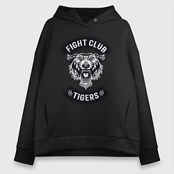 Толстовка оверсайз женская Fight Club Tigers, цвет: черный