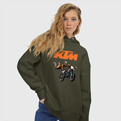 Толстовка оверсайз женская KTM МОТОКРОСС Z, цвет: хаки — фото 2