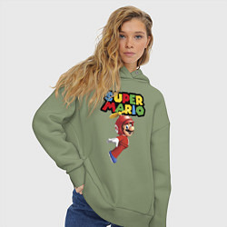 Толстовка оверсайз женская Марио - вертолёт, цвет: авокадо — фото 2
