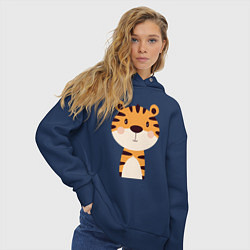 Толстовка оверсайз женская Cartoon Tiger, цвет: тёмно-синий — фото 2