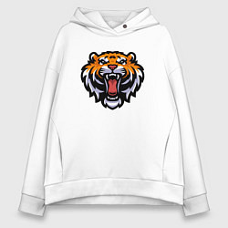 Толстовка оверсайз женская Tiger Head, цвет: белый