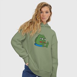 Толстовка оверсайз женская Pepe love пепе лов, цвет: авокадо — фото 2