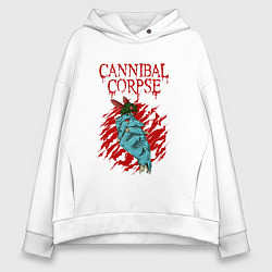 Толстовка оверсайз женская Cannibal Corpse Труп Каннибала, цвет: белый