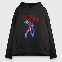 Женское худи оверсайз Cannibal Corpse Череп с позвоночником