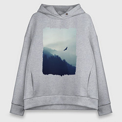 Толстовка оверсайз женская ОРЁЛ НАД ЛЕСОМ EAGLE, цвет: меланж