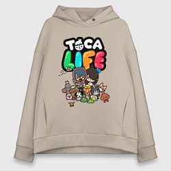 Толстовка оверсайз женская Toca Life, цвет: миндальный