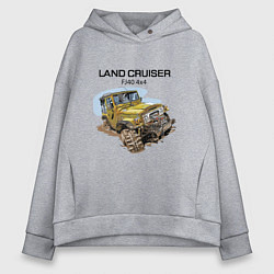 Толстовка оверсайз женская Toyota Land Cruiser FJ 40 4X4, цвет: меланж