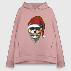 Толстовка оверсайз женская Santa Skull, цвет: пыльно-розовый