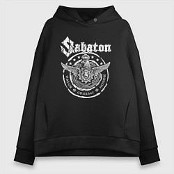 Толстовка оверсайз женская Белый логотип Sabaton, цвет: черный