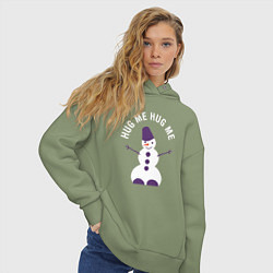 Толстовка оверсайз женская Снеговик 2022, цвет: авокадо — фото 2