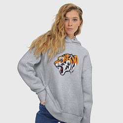 Толстовка оверсайз женская Голова разъяренного тигра, цвет: меланж — фото 2