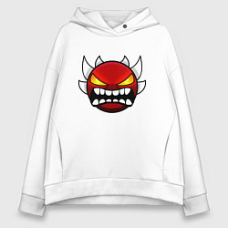 Толстовка оверсайз женская Geometry Dash: Anger Smile, цвет: белый