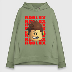 Толстовка оверсайз женская ROBLOX RED LOGO LEGO FACE, цвет: авокадо