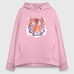 Толстовка оверсайз женская Тигра оранжевый, цвет: светло-розовый