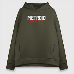 Толстовка оверсайз женская Metroid Dread Логотип, цвет: хаки