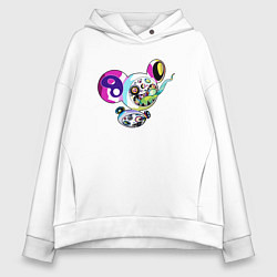 Толстовка оверсайз женская Takashi Murakami Такаси Мураками ДОБ, цвет: белый