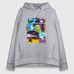 Толстовка оверсайз женская Geometry Dash: Pixel Logo, цвет: меланж