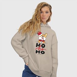 Толстовка оверсайз женская Corgi Ho ho Ho, цвет: миндальный — фото 2