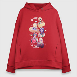 Толстовка оверсайз женская Чиби Инадзума, цвет: красный