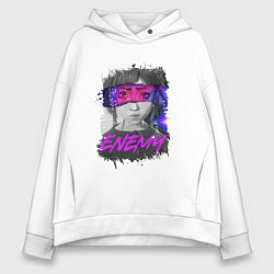 Толстовка оверсайз женская Everywere My Enemy, цвет: белый