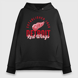 Толстовка оверсайз женская Detroit Red Wings Детройт Ред Вингз, цвет: черный
