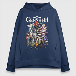 Женское худи оверсайз ПЕРСОНАЖИ GENSHIN IMPACT ЛОГО