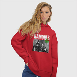 Толстовка оверсайз женская The Ramones Рамоунз, цвет: красный — фото 2