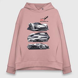 Толстовка оверсайз женская Audi motorsport concept sketch, цвет: пыльно-розовый