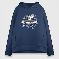 Толстовка оверсайз женская Wilmington sharks -baseball team, цвет: тёмно-синий