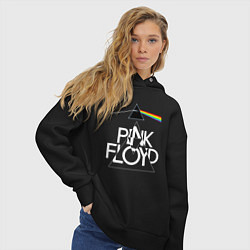 Толстовка оверсайз женская PINK FLOYD LOGO ПИНК ФЛОЙД, цвет: черный — фото 2