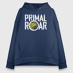 Толстовка оверсайз женская PRIMAL ROAR logo, цвет: тёмно-синий