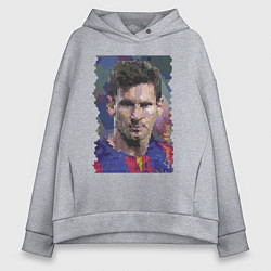Толстовка оверсайз женская Lionel Messi - striker, Barcelona, цвет: меланж