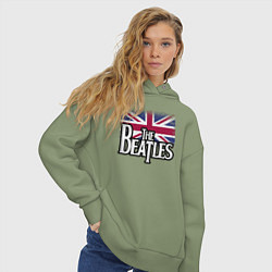 Толстовка оверсайз женская The Beatles Great Britain Битлз, цвет: авокадо — фото 2
