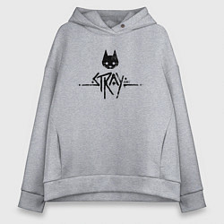 Толстовка оверсайз женская Stray: Black Logo, цвет: меланж