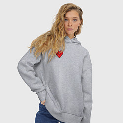 Толстовка оверсайз женская Смайлик сердечко, цвет: меланж — фото 2