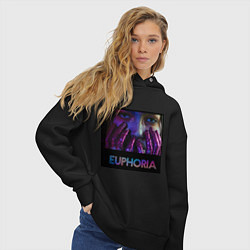 Толстовка оверсайз женская Сериал Euphoria - Зендея, цвет: черный — фото 2