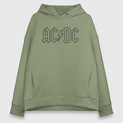 Толстовка оверсайз женская ACDC Logo Молния, цвет: авокадо