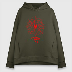 Толстовка оверсайз женская Stray Logo Flash, цвет: хаки